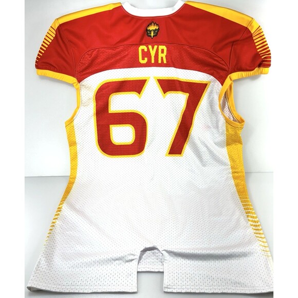 WFA Xenith Firehawks Red, Yellow, and White 2XL Football Jersey CYR # 67 - Picture 5 of 8